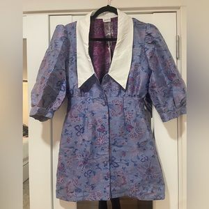 Jacquard Button Up Mini Dress Blue/Purple